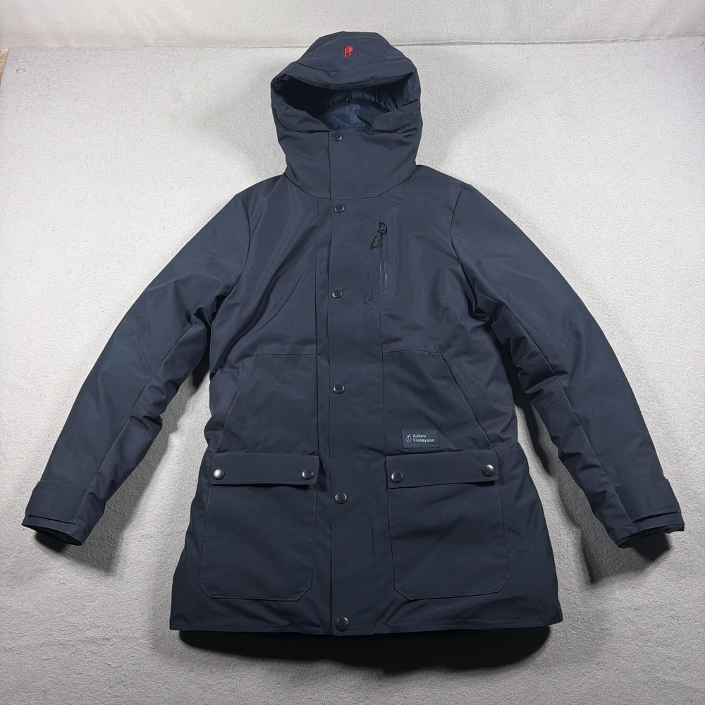 Askov Finlayson Winter Parka Women Small Insulated Hooded Blue Coat Gorpcore